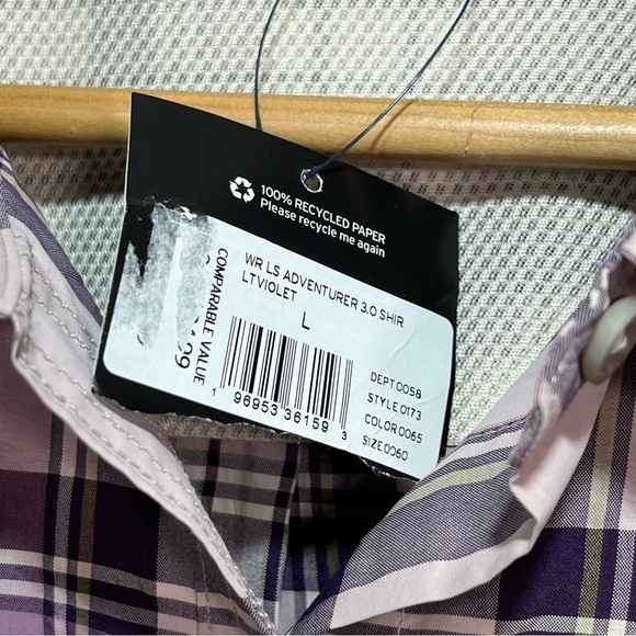 Eddie Bauer Adventurer 3.0 Plaid Shirt Womens Large Purple Long Sleeve New - Picture 5 of 10